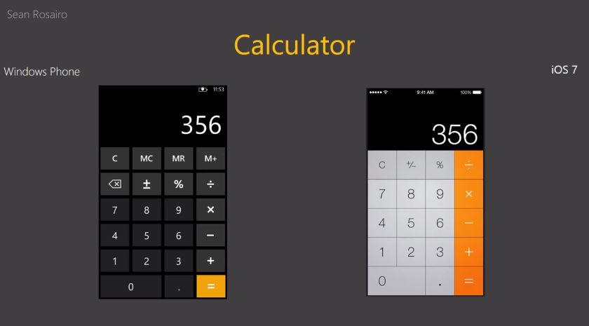 Windows Phone 8 vs iOS 7 Calculator iOS 7 vs Windows Phone 8 Nutzt