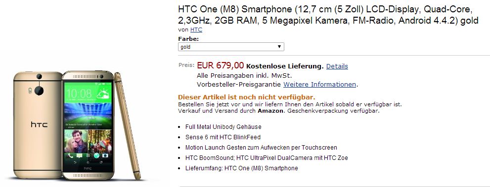 HTC One M8 Amazon HTC One (M8): Bei Amazon und Google Play vorbestellbar, erste Werbung