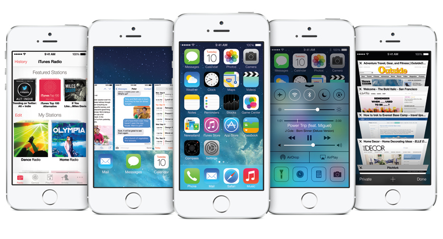 Screenshots verschiedener Apps von iOS 7