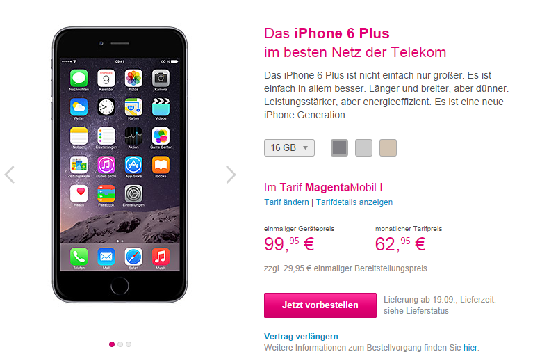 iPhone 6 Plus bei der Telekom