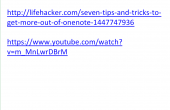 Eine einzelne Notiz unter OneNote, mit einigen gespeicherten URLs