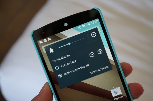Bitte nicht stören-Feature unter Android 5.0 zeigt die Möglichkeiten: For one hour und Until you turn this off