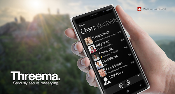 Lumia-Smartphone mit geöffneter Threema-App