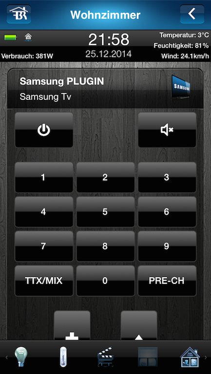 Fibaro App - Ansicht Plugin Samsung Fernseher