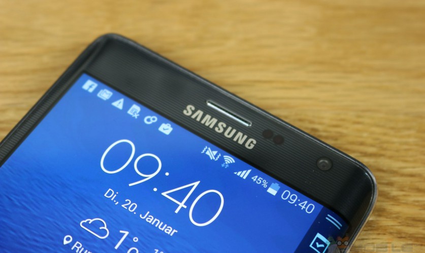 Samsung Galaxy Note Edge von vorn, oberes Drittel