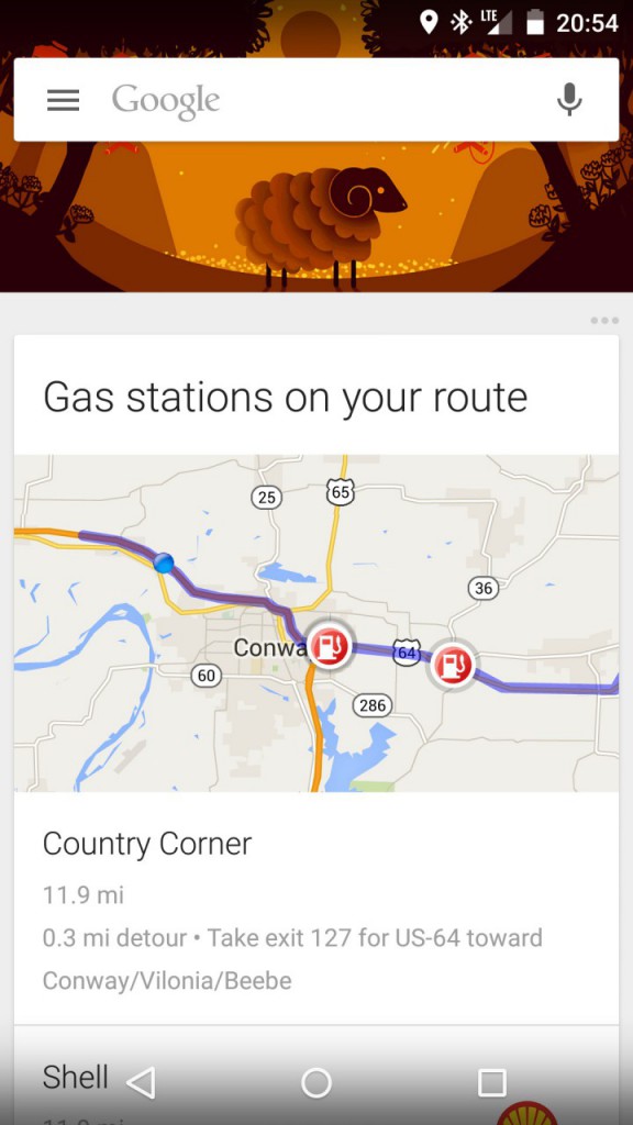 Google now gas station