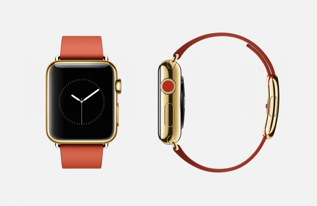 Apple Watch Gold Edition mit rotem Armband