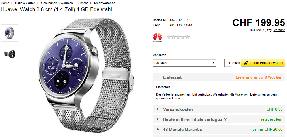 Huawei Watch Schweiz