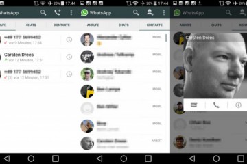 WhatsApp Screenshots der Telefonie-Funktion