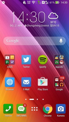 ASUS Zenfone 2 Screenshot ZenUI Homescreen