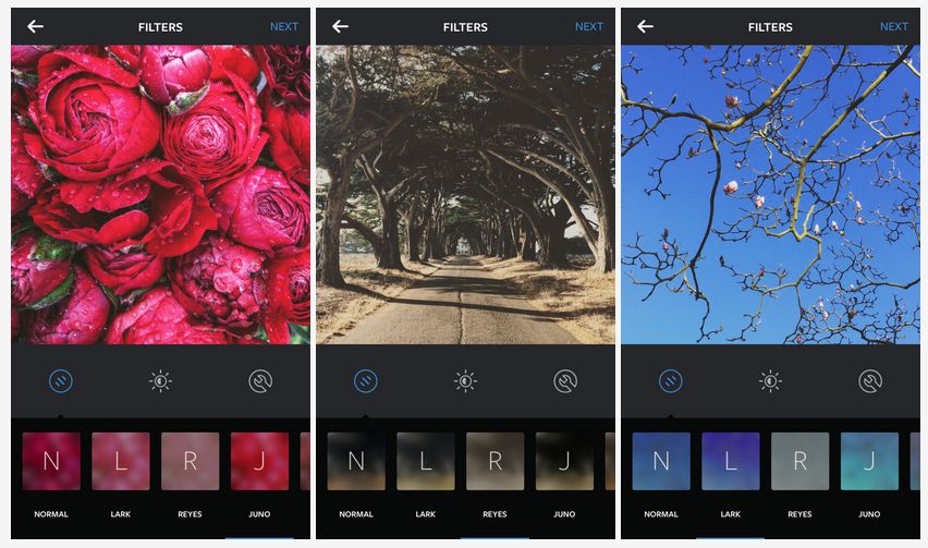 Drei Beispielfotos mit neuem Instagram-Filter