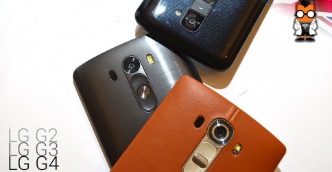 LG G2, LG G3 und LG G4 Rückseiten auf einem Bild