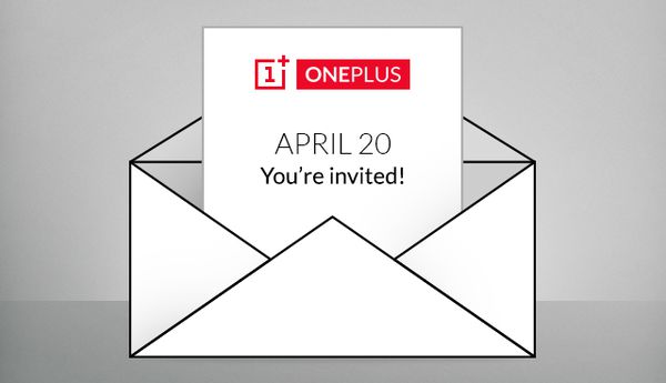 OnePlus: Briefumschlag mit Termin 20. April und "You're Invited"-Statement