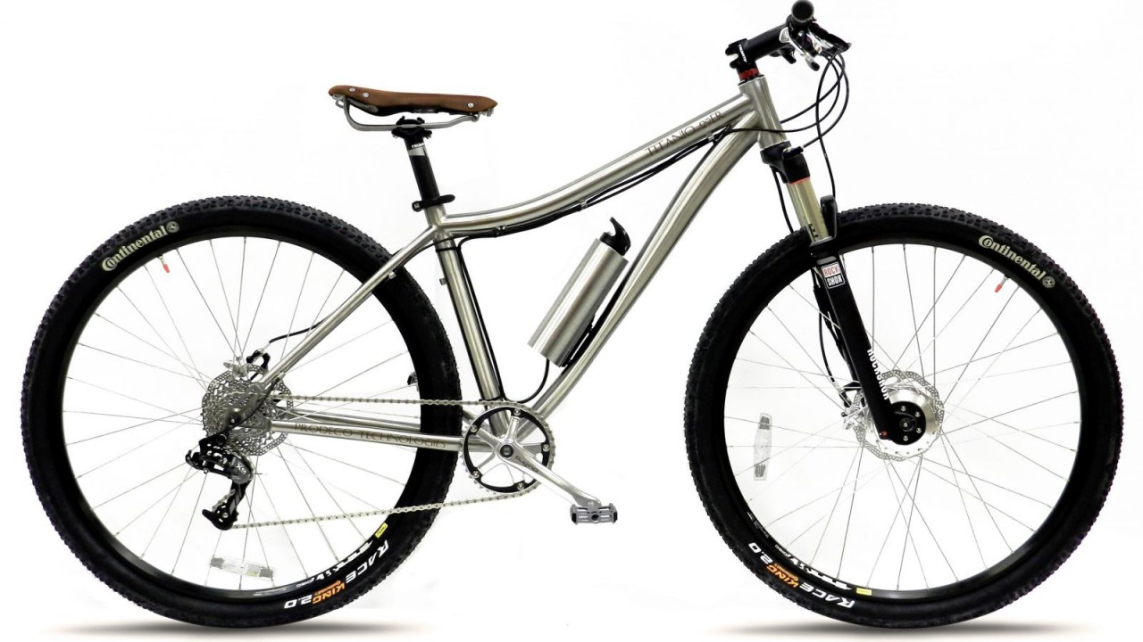 Abbildung des elektrischen Fahrrads in der Seitenansicht vor weißem Hintergrund.