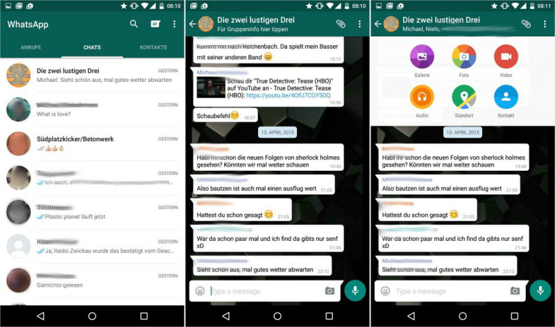 WhatsApp-Screensots im Material Design