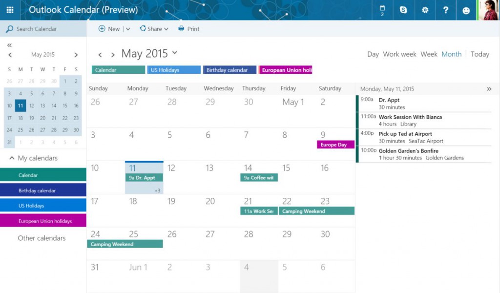 Outlook.com Kalender