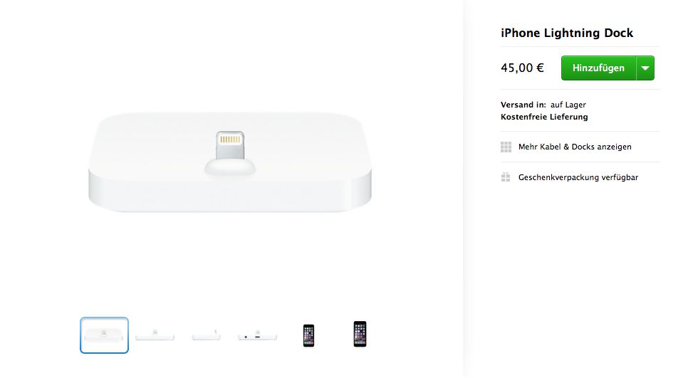 Screenshot der Produktseite im Apple Store