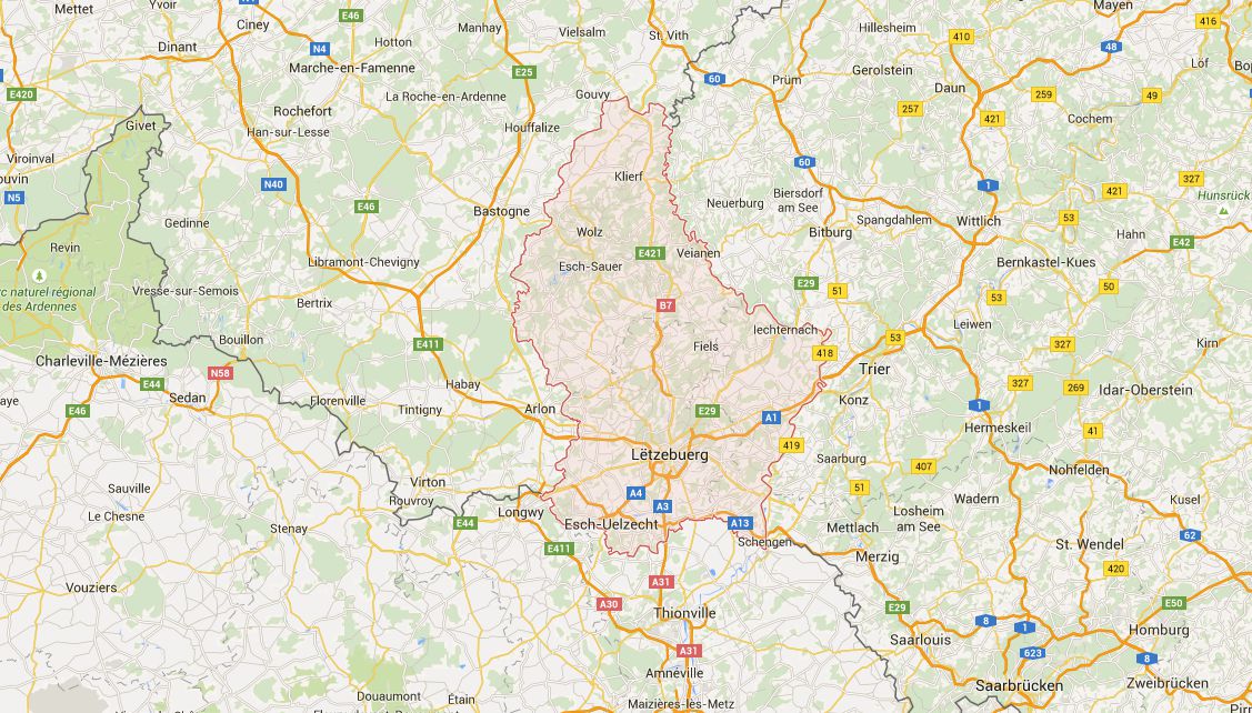 Google Maps Screenshot von Luxemburg