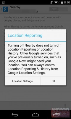 Google Nearby Location Reporting