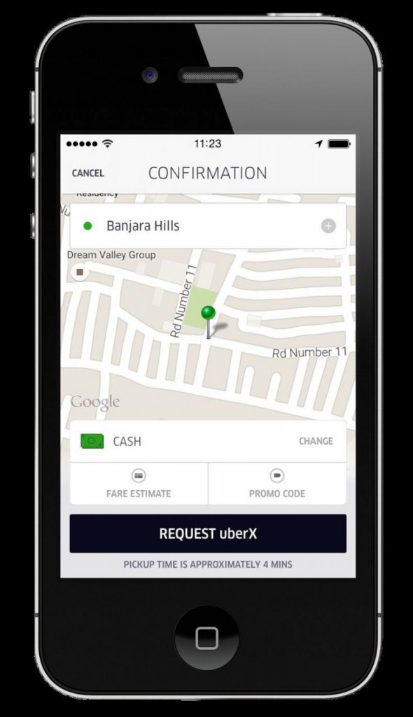 iPhone mit laufender Uber-App