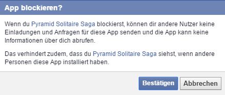 Facebook-Einstellungen: App blockieren