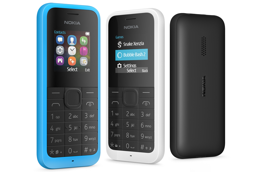 Neues Nokia 105: Von vorne in weiß, cyan und schwarz