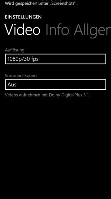 Lumia Camera Videoeinstellungen
