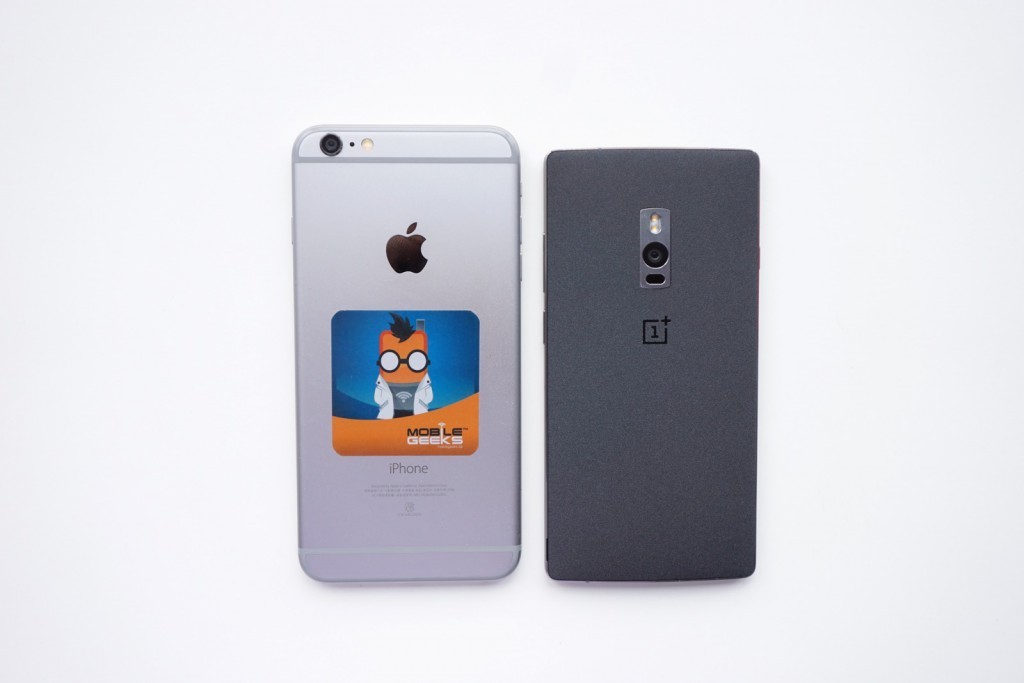 oneplus 2 vs iphone 6 plus größe und rückseite