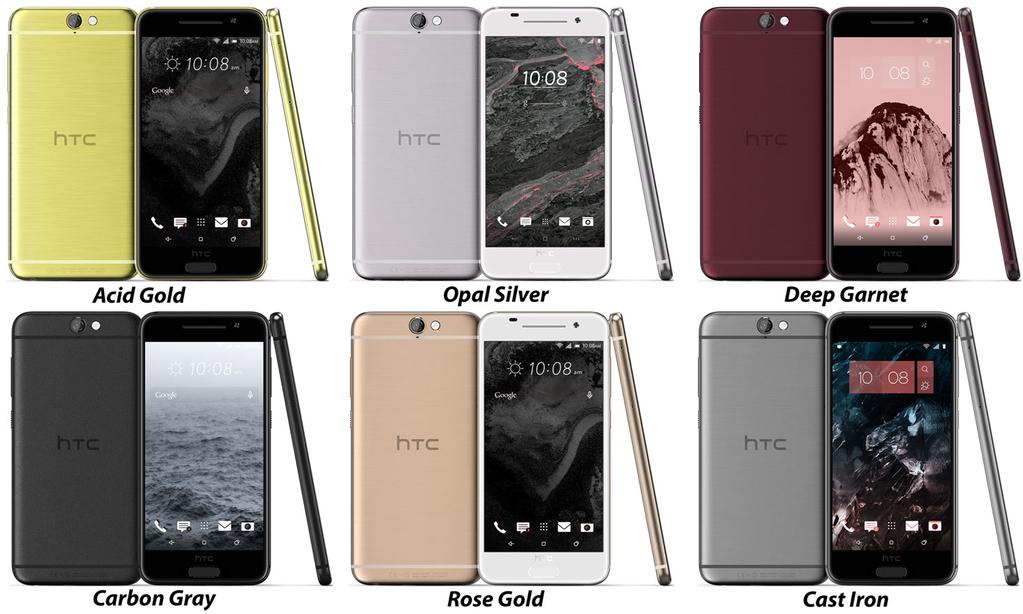 HTC One A9 Front und Rückseite in sechs Farben