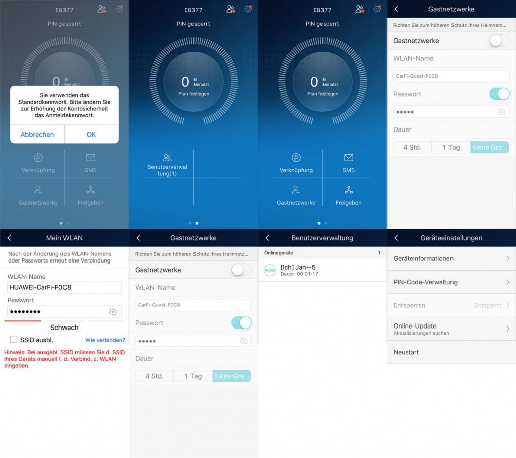 Huawei HiLink App Screenshots