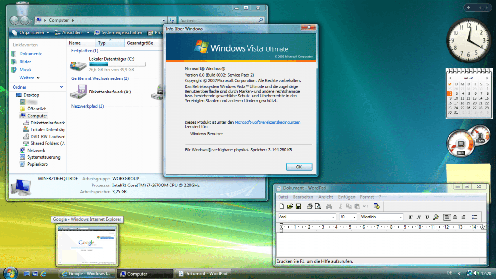 „Vista-Desktop“ von Screenshot: Benutzer:Das Schäfchen; Programm: Microsoft - selbst erstellter Screenshot. Lizenziert unter Schöpfungshöhe.">PD-Schöpfungshöhe über Wikipedia.