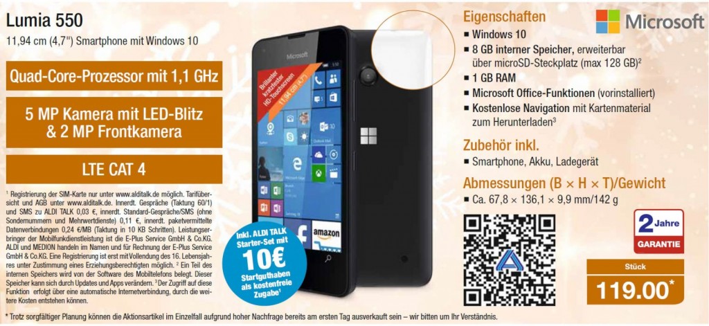 Microsoft Lumia 550 Aldi-Nord