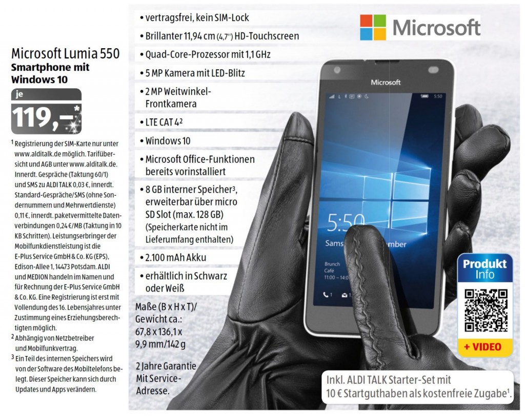 Microsoft Lumia 550 Aldi-Sued