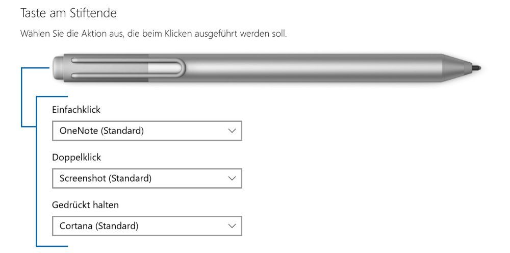 Surface App lässt den Stift konfigurieren