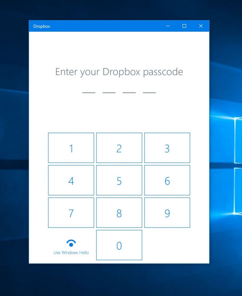 Dropbox mit Windows 10 Hello