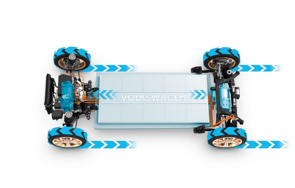 Volkswagen BUDD-e Konzeptzeichnung Allradantrieb