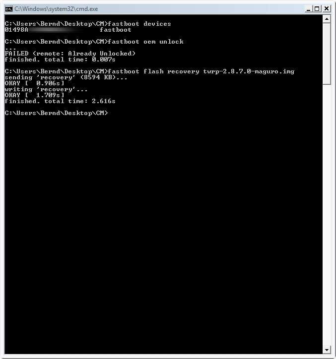 fastboot flash recovery 07