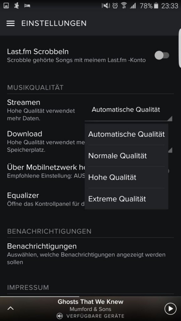 Spotify Einstellungen Qualität