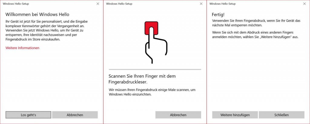 Windows Hello Einrichtung des Fingerabdrucklesers 02