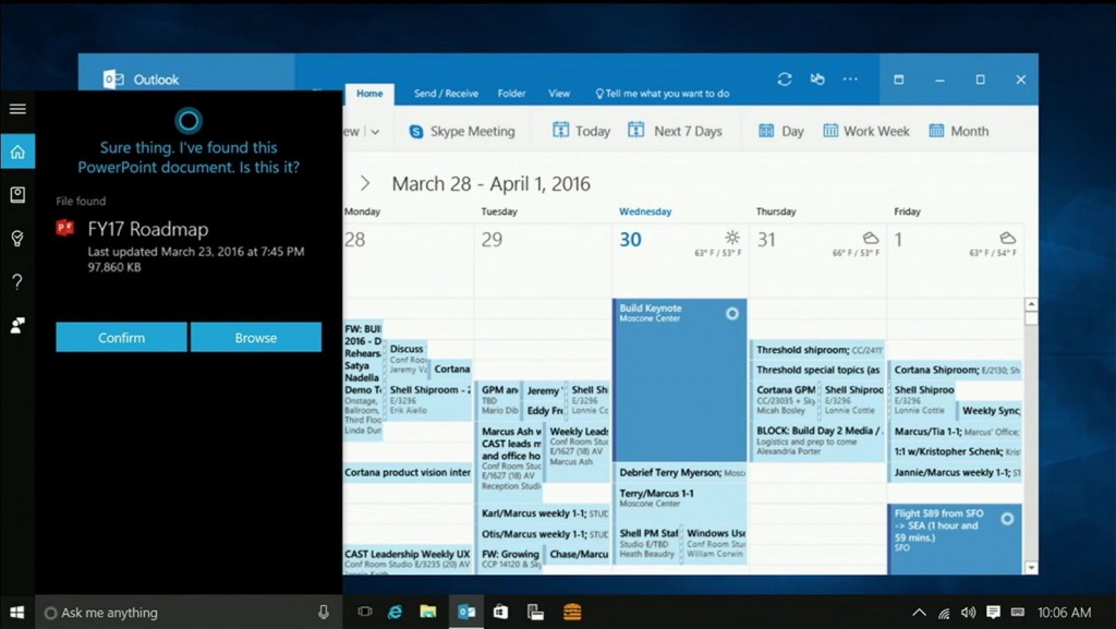 Cortana sendet Powerpoint Datei auf Wunsch