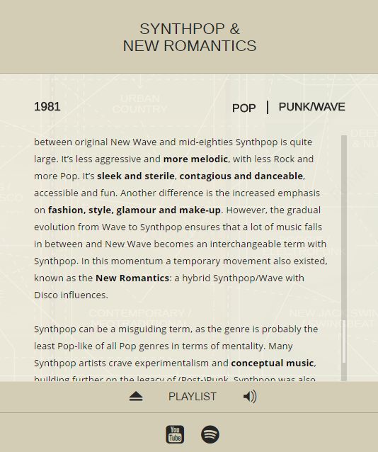 Musicmap Synthpop und New Romantics Erklärung