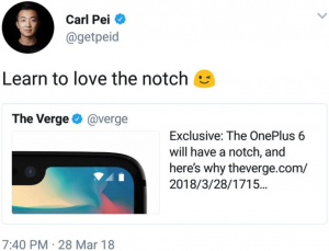 OnePlus 6 Notch Carl Pei